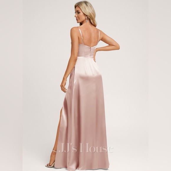 Dusty Rose Stretch Satin Dress - Picture 2 of 2